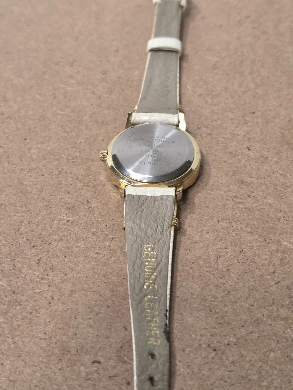 LA Express Gold-Tone Quartz Watch with White Strap and Blue Sun Dial